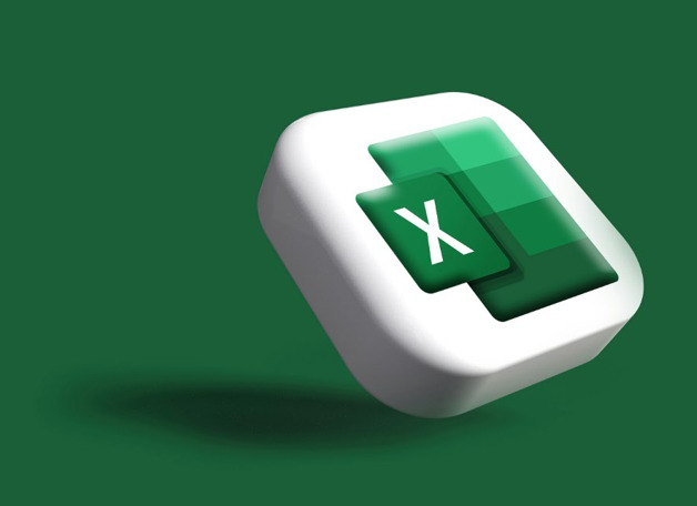 Logo Application Excel en 3d sur fond vert